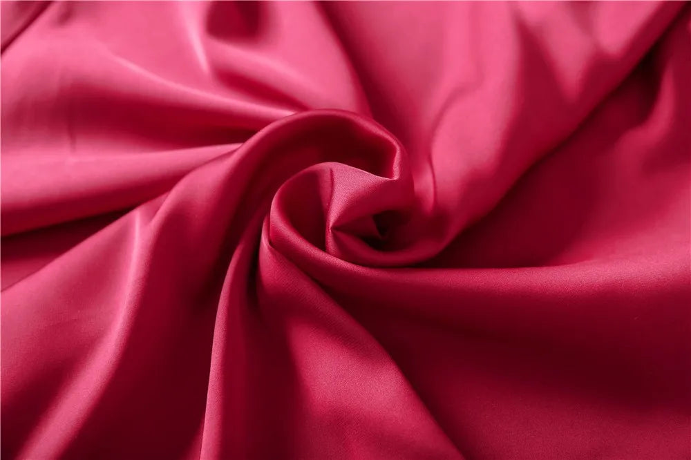 Casual Women Sleepwear Satin Pajamas 4PCS PJS Set Sexy Nightwear Kimono Bathrobe Gown Lace Intimate Lingerie Soft Homewear
