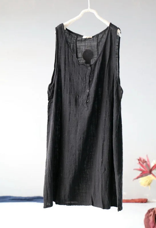 Women Summer Solid Color Cotton Linen Tanks Ladies Loose Sleeveless Tops Female Tanktops 2020