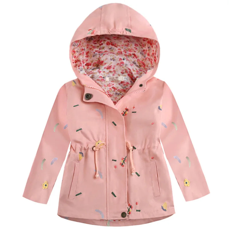 2025 Kids Coats Outwear Clothing Girls Jackets New Spring  Fashion Printing Girls Windbreaker Embroidery Hooded Girls jackets