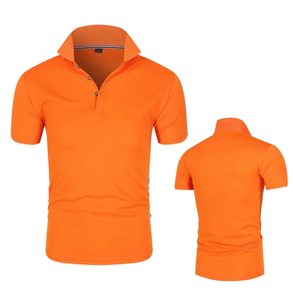 Polo Shirt Men Casual Cotton Solid Color Poloshirt Men&