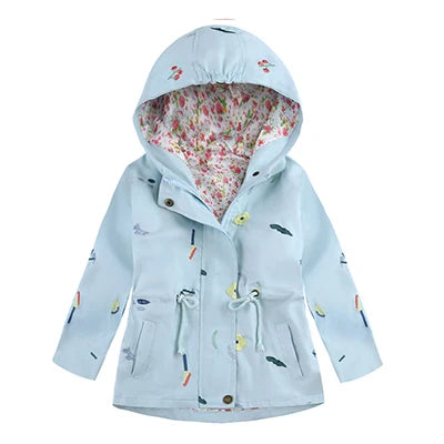 2025 Kids Coats Outwear Clothing Girls Jackets New Spring  Fashion Printing Girls Windbreaker Embroidery Hooded Girls jackets