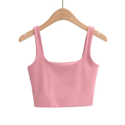 2025 Summer Women Sexy Sleeveless Tops Fashion Short Square Collar Tank Tops 6 Colors