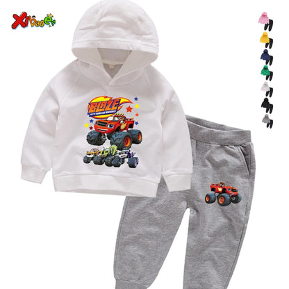 Clothing Sets Children 2 3 4 5 6 7Years Boys Tracksuits Blaze and The Monster Machines  Sport Suits Hoodies Top +Pants 2pcs Set