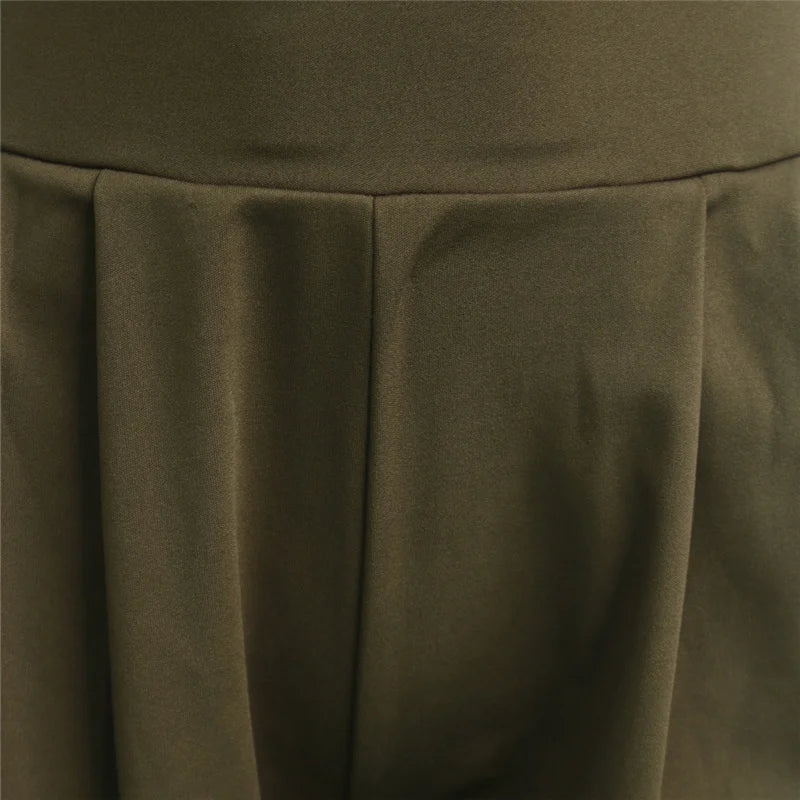 Women Casual Loose Palazzo Pants Autumn High Waisted Wide Leg Trousers Pleated Long Culottes Pants Elastic Waist Trouser Pockets