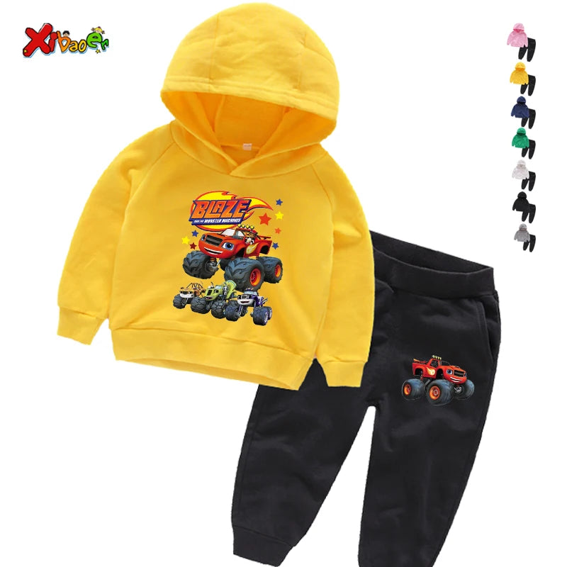 Clothing Sets Children 2 3 4 5 6 7Years Boys Tracksuits Blaze and The Monster Machines  Sport Suits Hoodies Top +Pants 2pcs Set