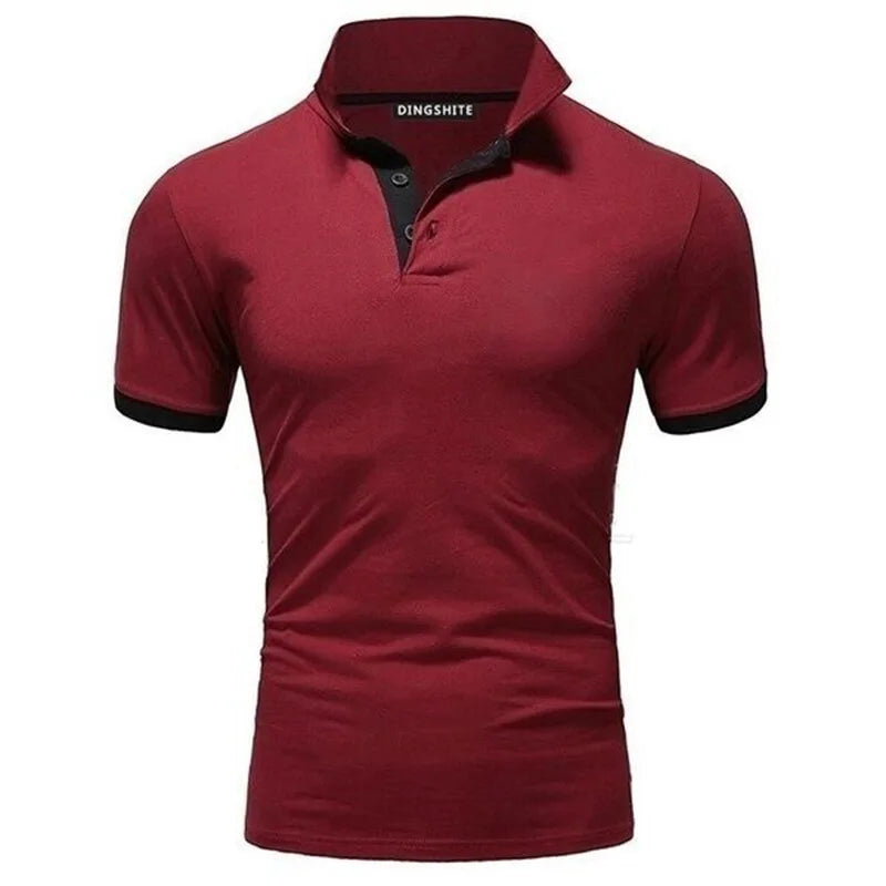 Polo Shirt Men Casual Cotton Solid Color Poloshirt Men&