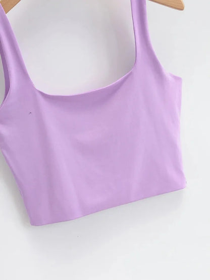 2025 Summer Women Sexy Sleeveless Tops Fashion Short Square Collar Tank Tops 6 Colors