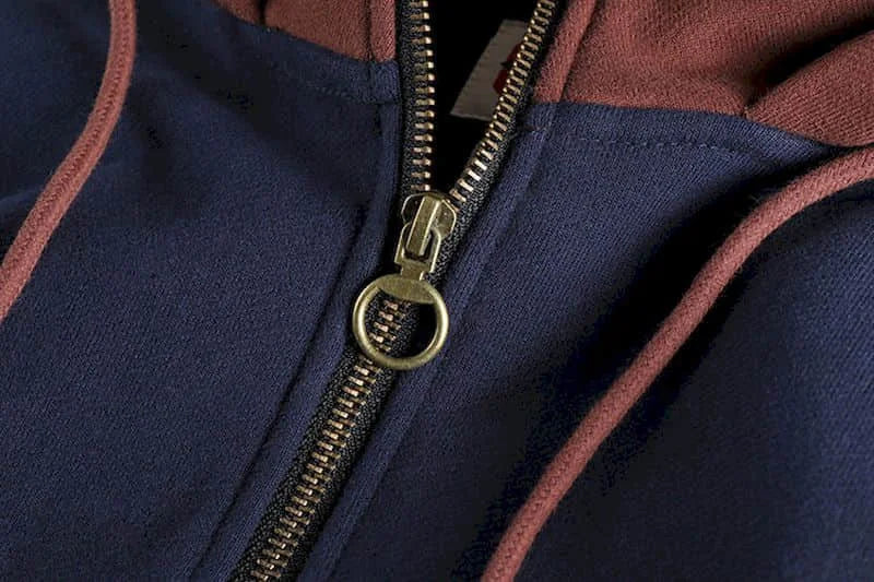 Fonekie Casual Handsome Hoodies Men 2025 Autumn Winter Retro Trend Color Contrast Hooded Jacket Youth Stand-up Collar Mens Coat