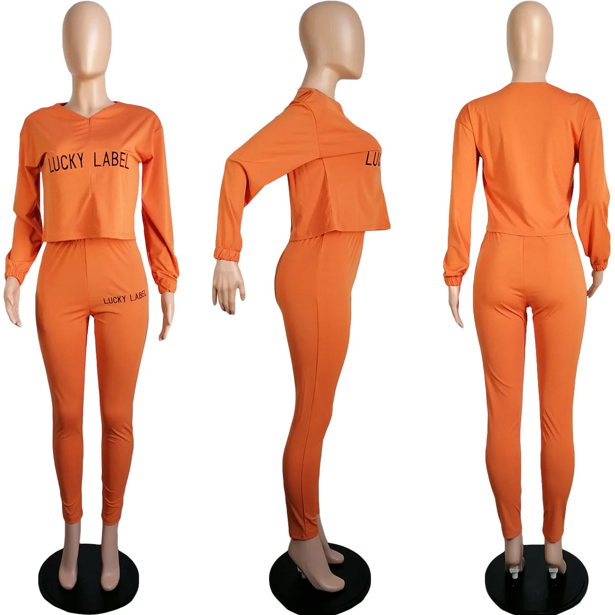 2021 Fall Clothes for Women Letter Printing Casual Elastic Waist Loungewear Women Fashion New Arrival Long Sleeve Two Piece Set