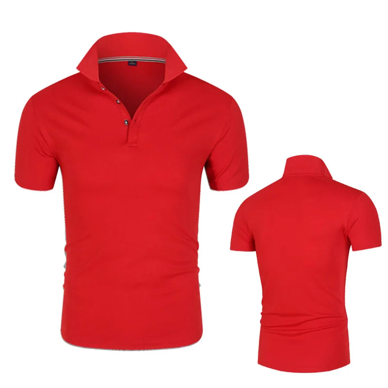 Polo Shirt Men Casual Cotton Solid Color Poloshirt Men&