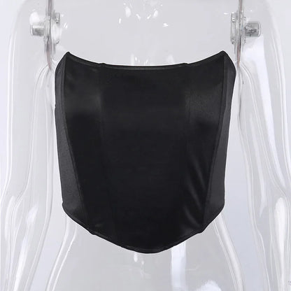 Sleeveless Off Shoulder Fashion Sexy Corset Crop Tops Vest Female Underwear Backless Bustier Top Solid