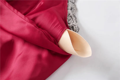 Casual Women Sleepwear Satin Pajamas 4PCS PJS Set Sexy Nightwear Kimono Bathrobe Gown Lace Intimate Lingerie Soft Homewear
