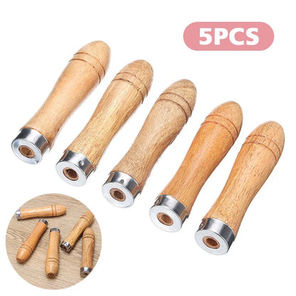 5PCS Wooden Files Handle Hand Tools Handle Wood Replacement Accessories Woodworking File Handle Screwdrivers Hand Drills Handles