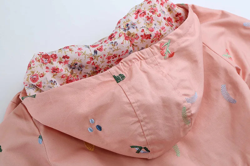 2025 Kids Coats Outwear Clothing Girls Jackets New Spring  Fashion Printing Girls Windbreaker Embroidery Hooded Girls jackets