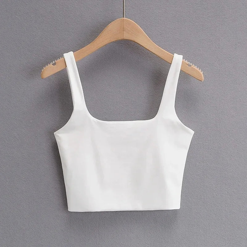 2025 Summer Women Sexy Sleeveless Tops Fashion Short Square Collar Tank Tops 6 Colors