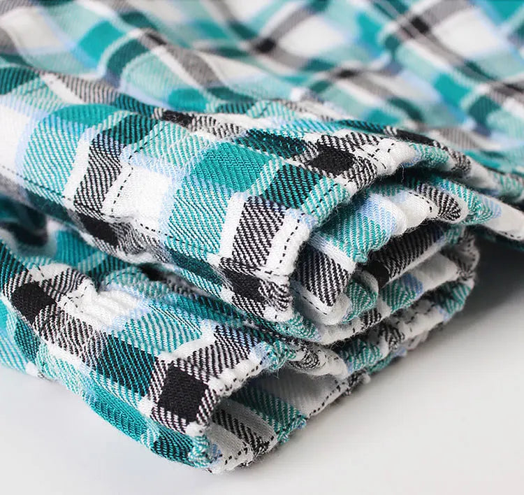Sexy Pajamas For Men Sleepwear Men British Style Plaid Loose Lounge Pyjama Male Cotton Sleep Bottoms Homme Side Split Nightdress