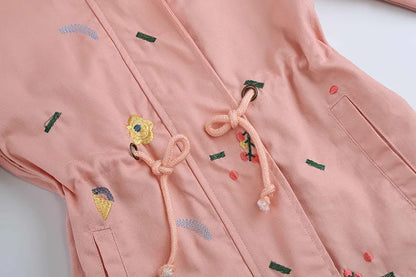 2025 Kids Coats Outwear Clothing Girls Jackets New Spring  Fashion Printing Girls Windbreaker Embroidery Hooded Girls jackets