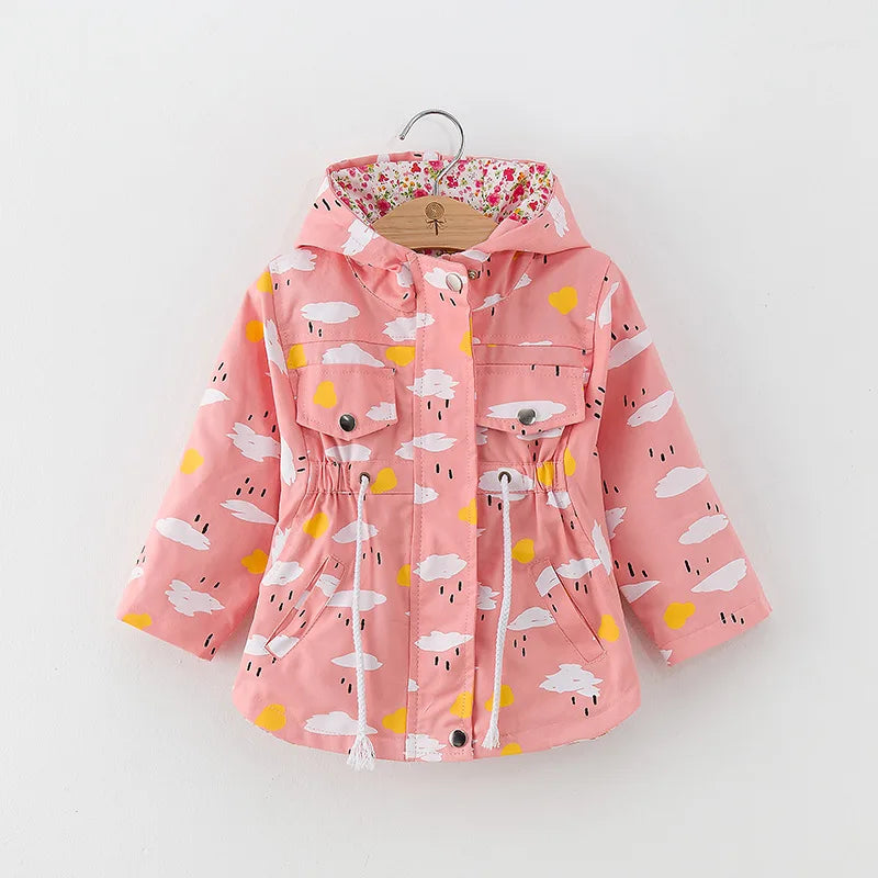 2025 Kids Coats Outwear Clothing Girls Jackets New Spring  Fashion Printing Girls Windbreaker Embroidery Hooded Girls jackets