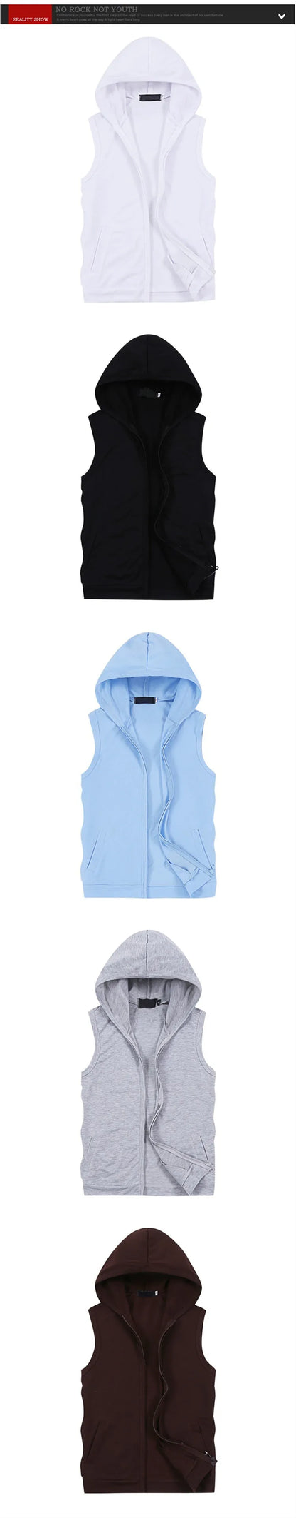 New Mens Sleeveless vest Summer Men  Tank Top With Hood Male Fashion None Sleeve Hoodie Zip Up Casual Sportswear Clothes