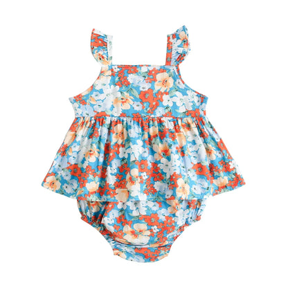 Sanlutoz Floral Baby Girls Clothing Sets Fashion Sleeveless Tops + Shorts Cute Toddler Clothes