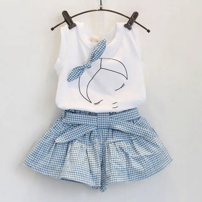 Summer Baby Girls Clothes Toddler Clothing Vest+Shorts 2PCS set Children Girls Costume 0-7Year Infant Outfits kidswear BC1152
