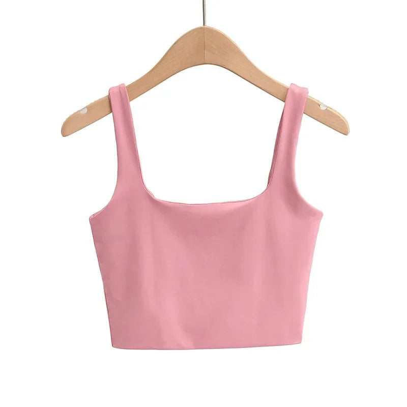 2025 Summer Women Sexy Sleeveless Tops Fashion Short Square Collar Tank Tops 6 Colors
