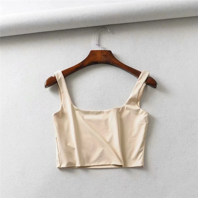 Hot Sale Summer Women Sexy Sleeveless Tops Fashion Short Square Collar Tank Tops 4 Colors