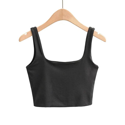 2025 Summer Women Sexy Sleeveless Tops Fashion Short Square Collar Tank Tops 6 Colors