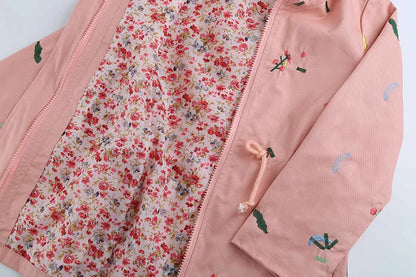 2025 Kids Coats Outwear Clothing Girls Jackets New Spring  Fashion Printing Girls Windbreaker Embroidery Hooded Girls jackets