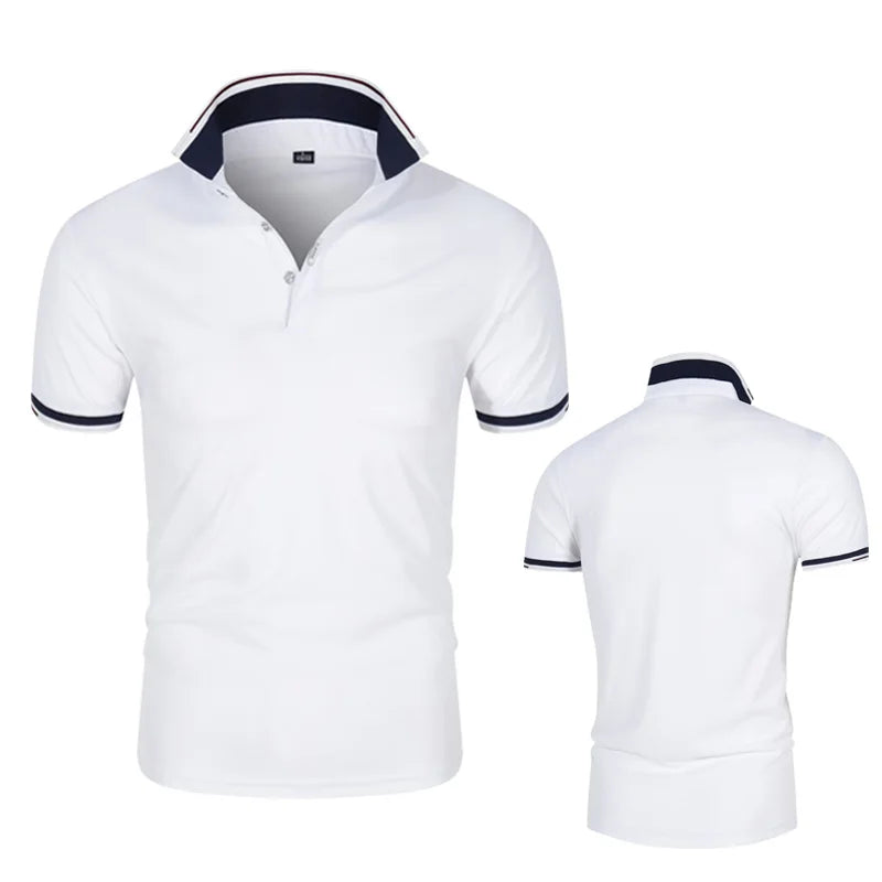 Polo Shirt Men Casual Cotton Solid Color Poloshirt Men&