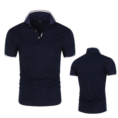 Polo Shirt Men Casual Cotton Solid Color Poloshirt Men&