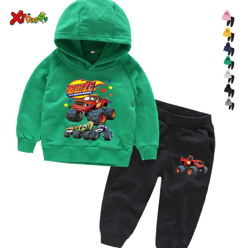 Clothing Sets Children 2 3 4 5 6 7Years Boys Tracksuits Blaze and The Monster Machines  Sport Suits Hoodies Top +Pants 2pcs Set
