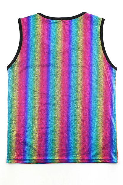 Men Tank Tops Clothing Bodybuilding Gyms Tank Top  Fitness Sleeveless Shirt Striped Shinning Undershirt Fashion Vest