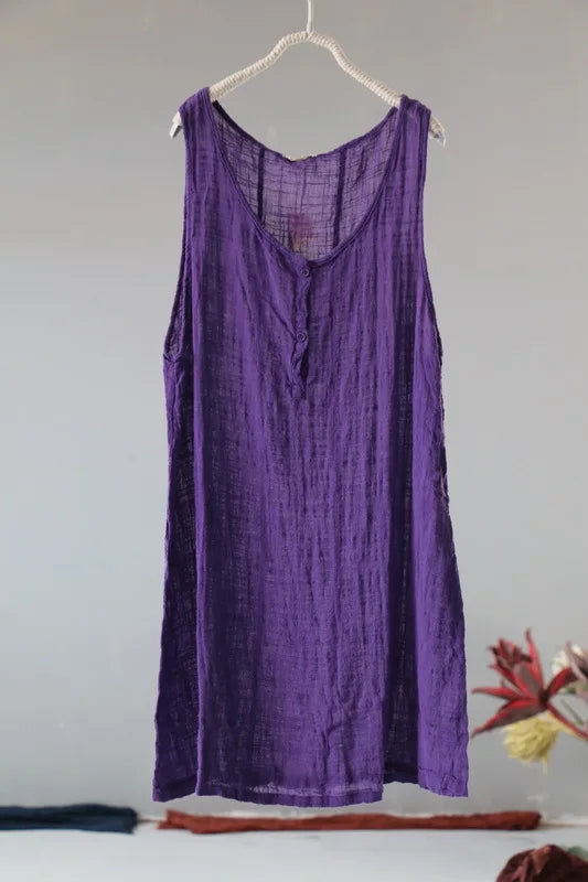 Women Summer Solid Color Cotton Linen Tanks Ladies Loose Sleeveless Tops Female Tanktops 2020