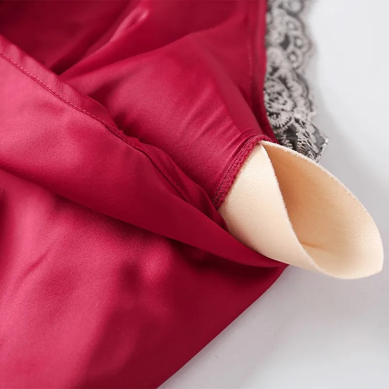 Casual Women Sleepwear Satin Pajamas 4PCS PJS Set Sexy Nightwear Kimono Bathrobe Gown Lace Intimate Lingerie Soft Homewear