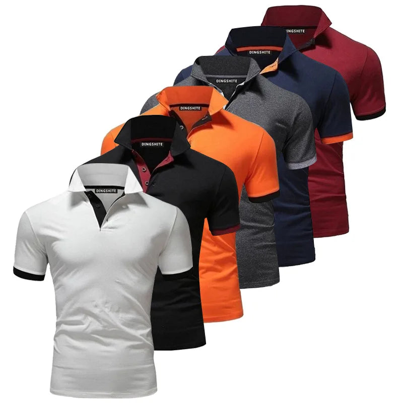 Polo Shirt Men Casual Cotton Solid Color Poloshirt Men&