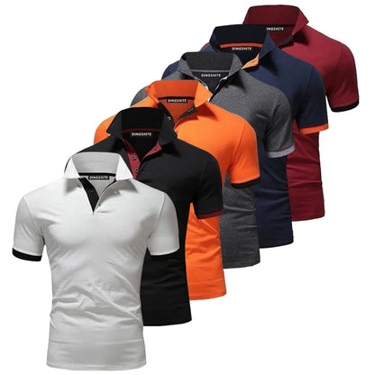 Polo Shirt Men Casual Cotton Solid Color Poloshirt Men&