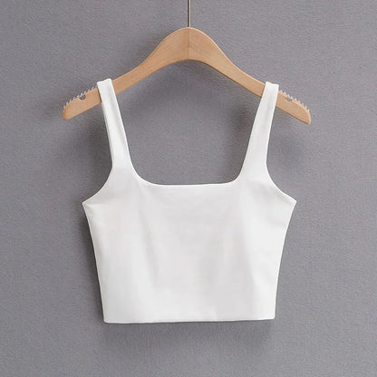 2022 Summer Women Sexy Sleeveless Tops Fashion Short Square Collar Tank Tops 6 Colors