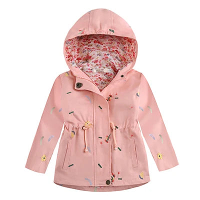 2025 Kids Coats Outwear Clothing Girls Jackets New Spring  Fashion Printing Girls Windbreaker Embroidery Hooded Girls jackets