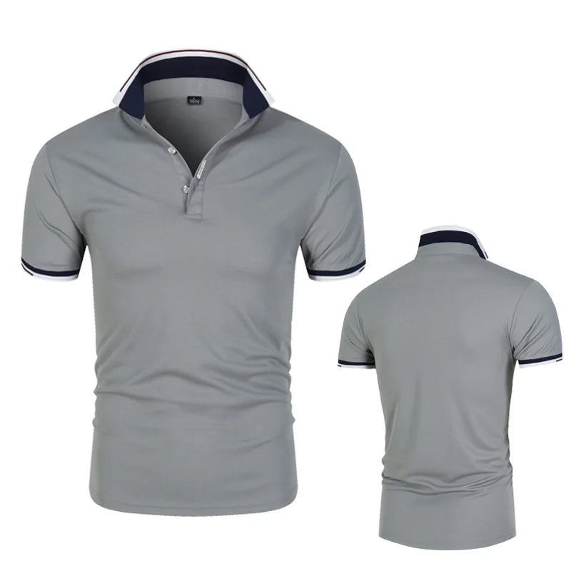 Polo Shirt Men Casual Cotton Solid Color Poloshirt Men&