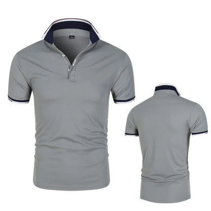 Polo Shirt Men Casual Cotton Solid Color Poloshirt Men&