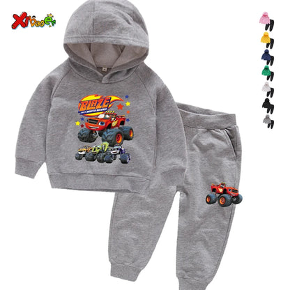 Clothing Sets Children 2 3 4 5 6 7Years Boys Tracksuits Blaze and The Monster Machines  Sport Suits Hoodies Top +Pants 2pcs Set