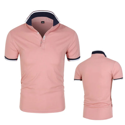Polo Shirt Men Casual Cotton Solid Color Poloshirt Men&