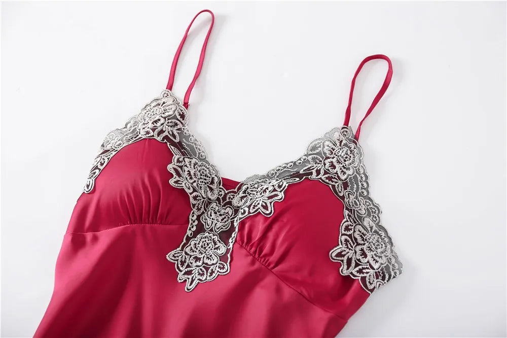 Casual Women Sleepwear Satin Pajamas 4PCS PJS Set Sexy Nightwear Kimono Bathrobe Gown Lace Intimate Lingerie Soft Homewear