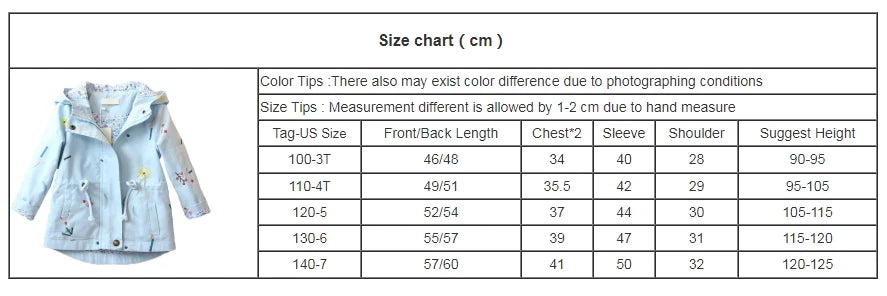 2025 Kids Coats Outwear Clothing Girls Jackets New Spring  Fashion Printing Girls Windbreaker Embroidery Hooded Girls jackets
