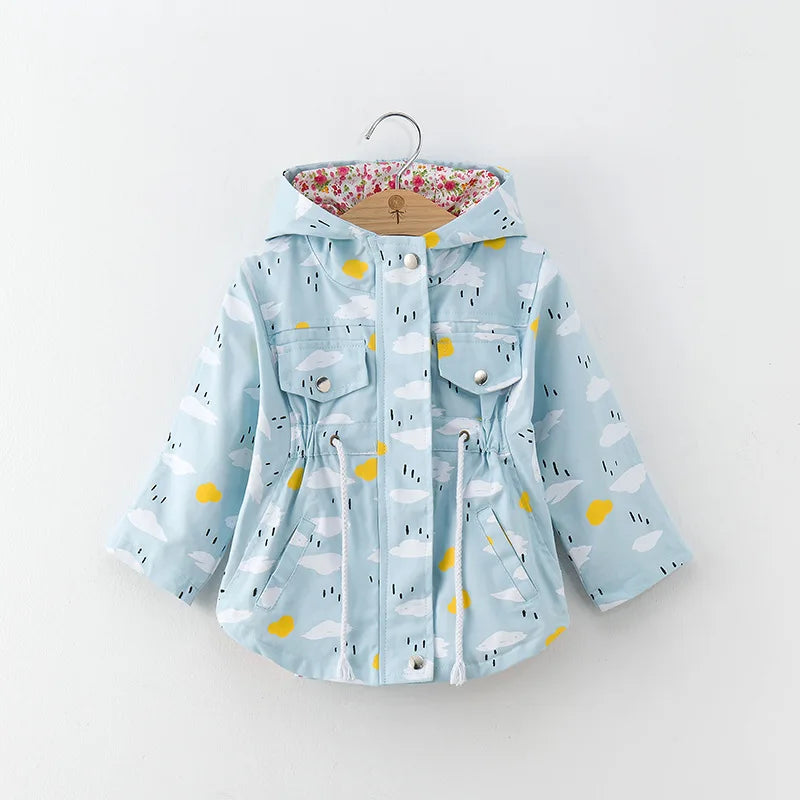 2025 Kids Coats Outwear Clothing Girls Jackets New Spring  Fashion Printing Girls Windbreaker Embroidery Hooded Girls jackets