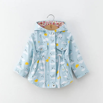 2025 Kids Coats Outwear Clothing Girls Jackets New Spring  Fashion Printing Girls Windbreaker Embroidery Hooded Girls jackets