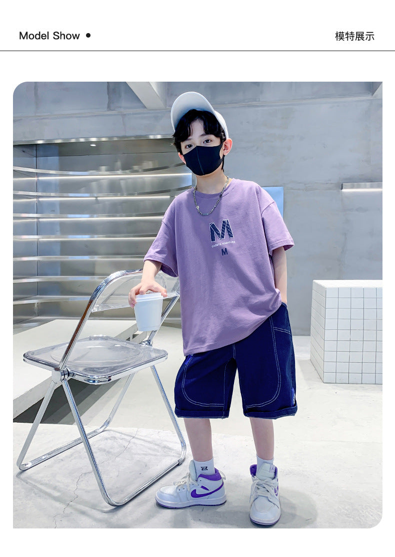 Kids Clothes T Shirt Summer Boys Girls Color Block Gradient Short Sleeve T Shirt Tops Children&