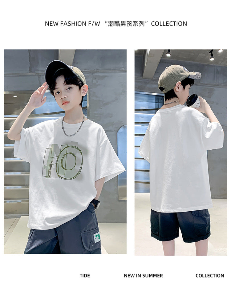 Kids Clothes T Shirt Summer Boys Girls Color Block Gradient Short Sleeve T Shirt Tops Children&