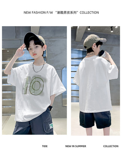 Kids Clothes T Shirt Summer Boys Girls Color Block Gradient Short Sleeve T Shirt Tops Children&